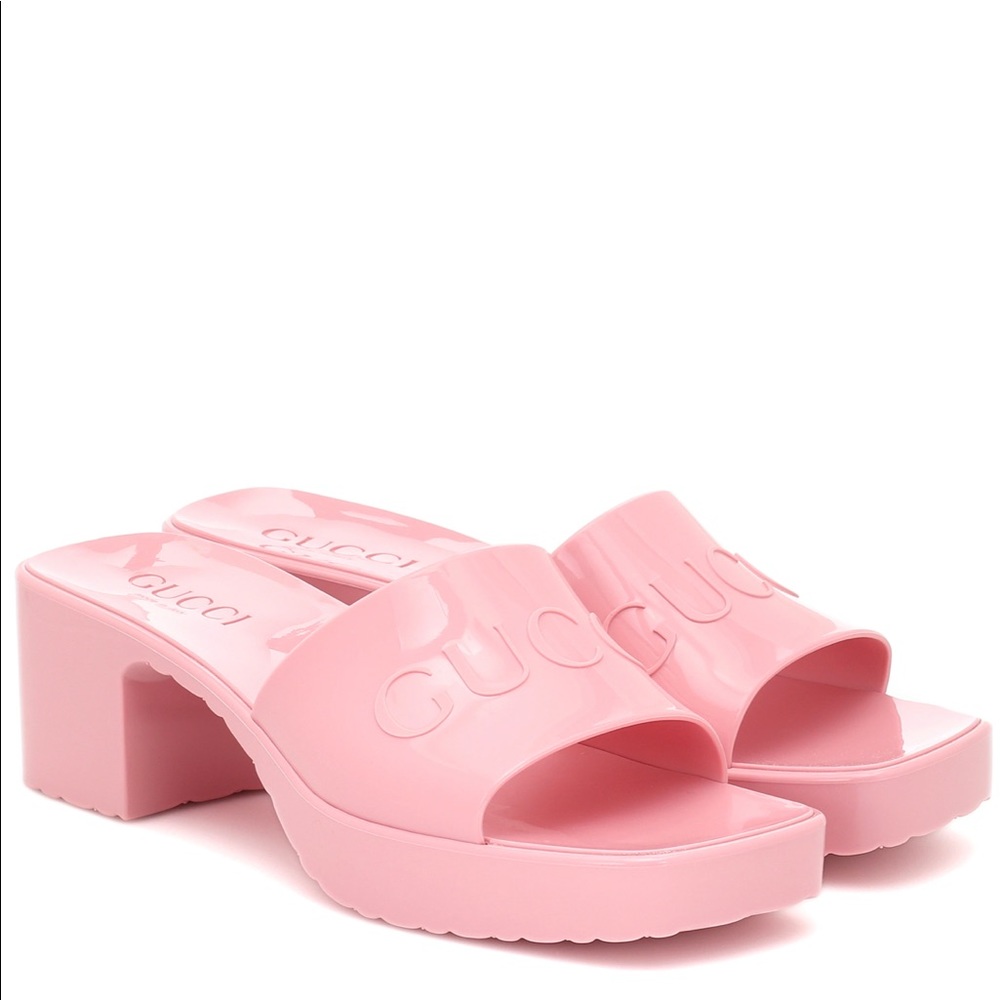 Gucci rubber platform sandals sz 38